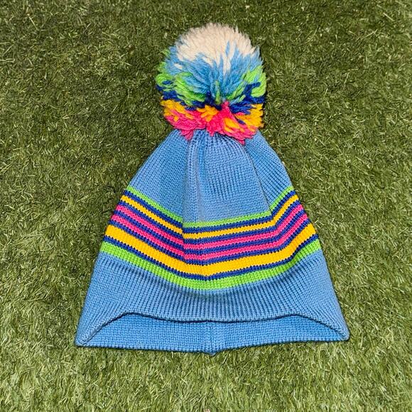 1977 Scott USA Multicolor Stripe Knit Wool Pom Ski Beanie - Picture 1 of 6